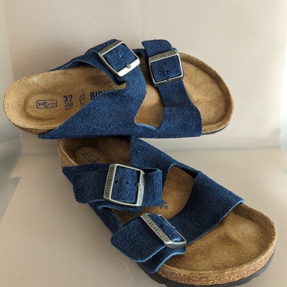 Discontinued! Arizona Birkenstocks in Moroccan Blue Suede with Soft Footbed - Picture 2 of 4